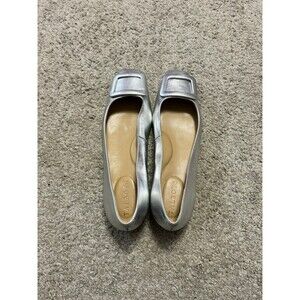 Talbots SUTTON BUCKLE LEATHER FLATS - METALLIC Women's 7.5